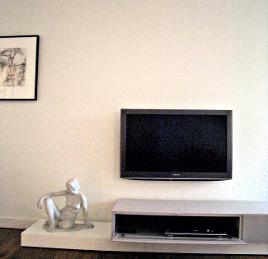 designer living, Wall hung TV, sleek furniture